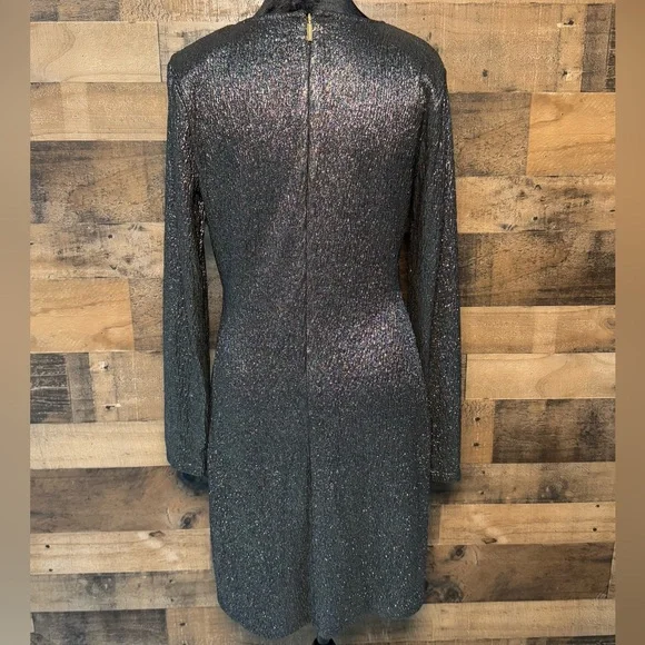 NEW NWT MK Michael Kors Metallic Jacquard Dress Black Gold Size M Medium AB 506 - Picture 7 of 13